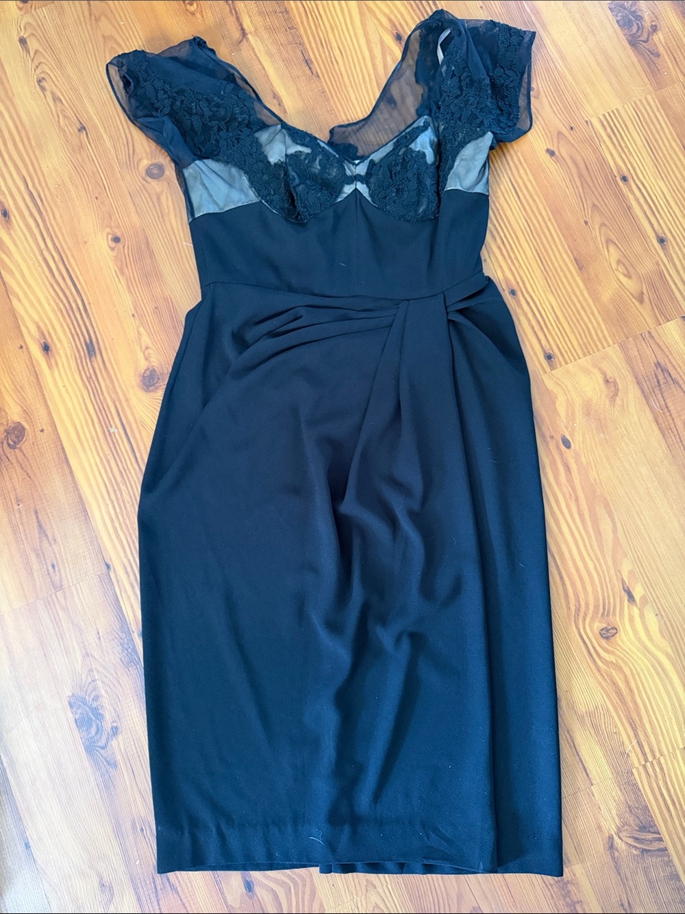 Nougat London Black Lace-Trim Midi Dress